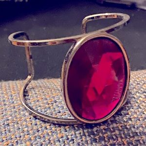 Express Large Hot Pink Gem Cuff Gunmetal Bracelet